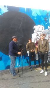 brave giant on set of mural shoot for music video brave giant on set of mural shoot for music video