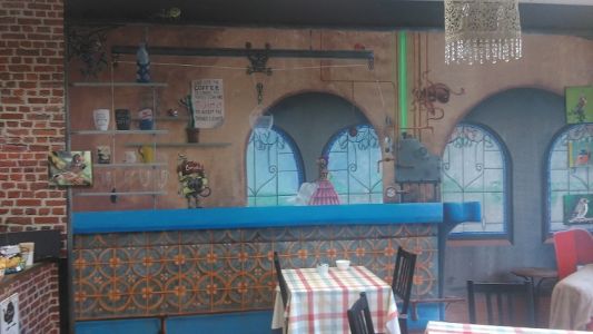 steampunk mural for coffee shop, airbrush custom painted steampunk mural for coffee shop, airbrush custom painted