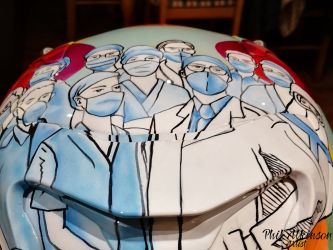 Emily's Spin Laura Lynn Charity Ride Helmet by Phil Atkinson Artist