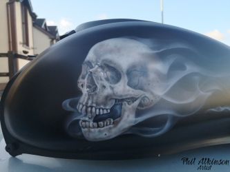 Skull Motor Bike Petrol Tank by Phil Atkinson Airbrush Artist Skull Motor Bike Petrol Tank by Phil Atkinson Airbrush Artist