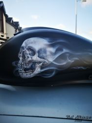 Skull Motor Bike Petrol Tank by Phil Atkinson Airbrush Artist Skull Motor Bike Petrol Tank by Phil Atkinson Airbrush Artist