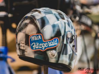 Mick Fitzgerald Checker Flag Helmet by Phil Atkinson Artist