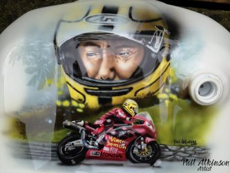 Joey Dunlop Motor Bike Fuel Tank by Phil Atkinson Airbrush Artist Joey Dunlop Motor Bike Fuel Tank by Phil Atkinson Airbrush Artist