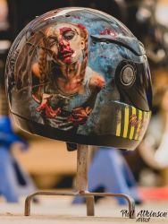 Oh what a fuckin' day! helmet by Phil Atkinson Artist